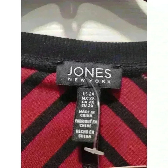 Jones‎ New York Sport Mulled Wine Black Striped Cotton Sweater 2XL - Picture 4 of 7